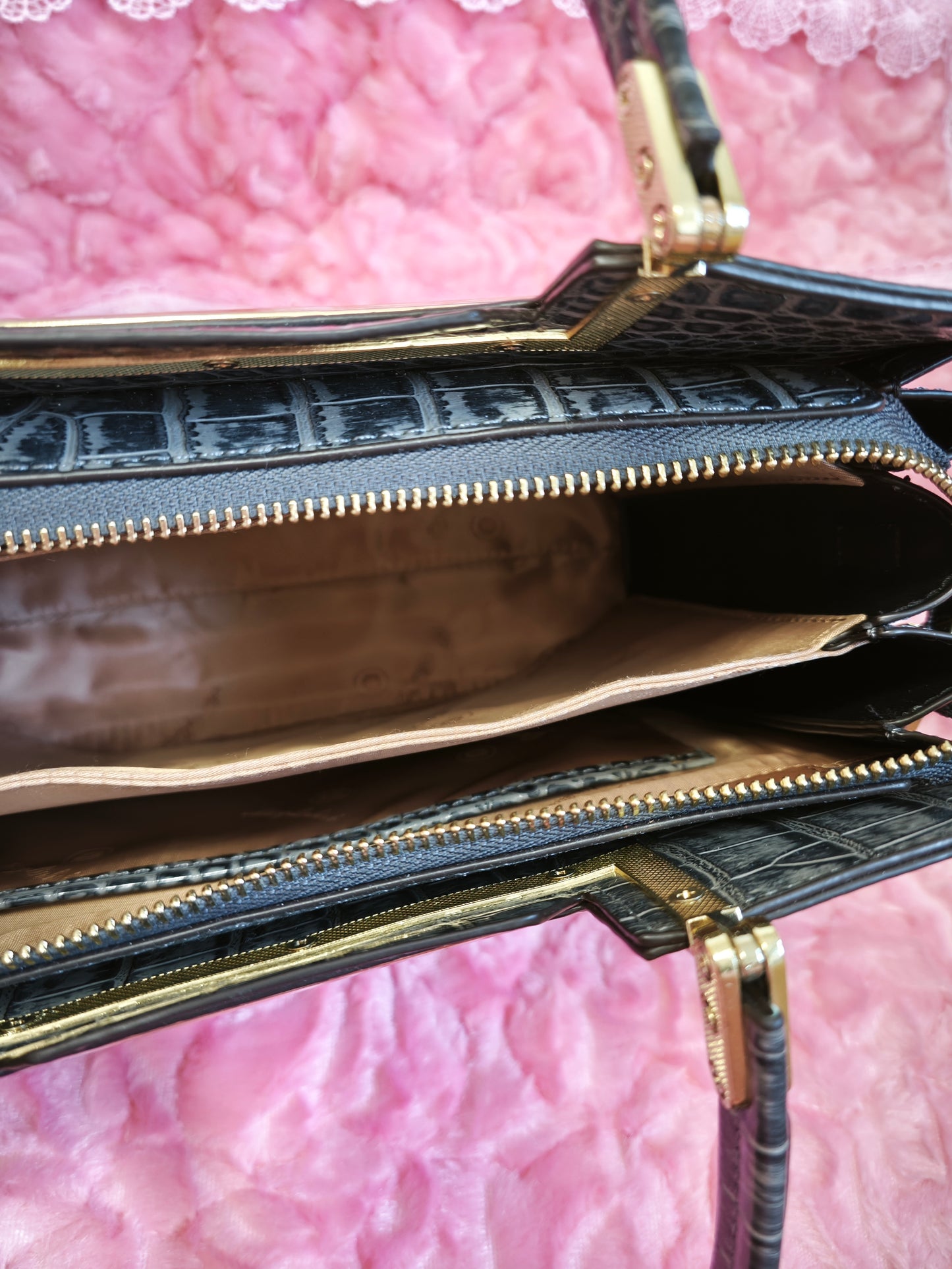 Black Croc Gilded Pearl-Crystal Bag