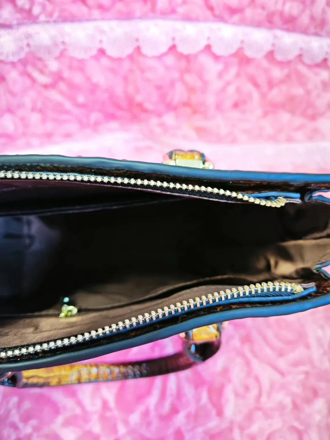 Golden Brown Gradient Crocodile Embossed Square Bag (M14)