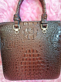 Brown-Black Gradient Crocodile Embossed Square Bag (M15)