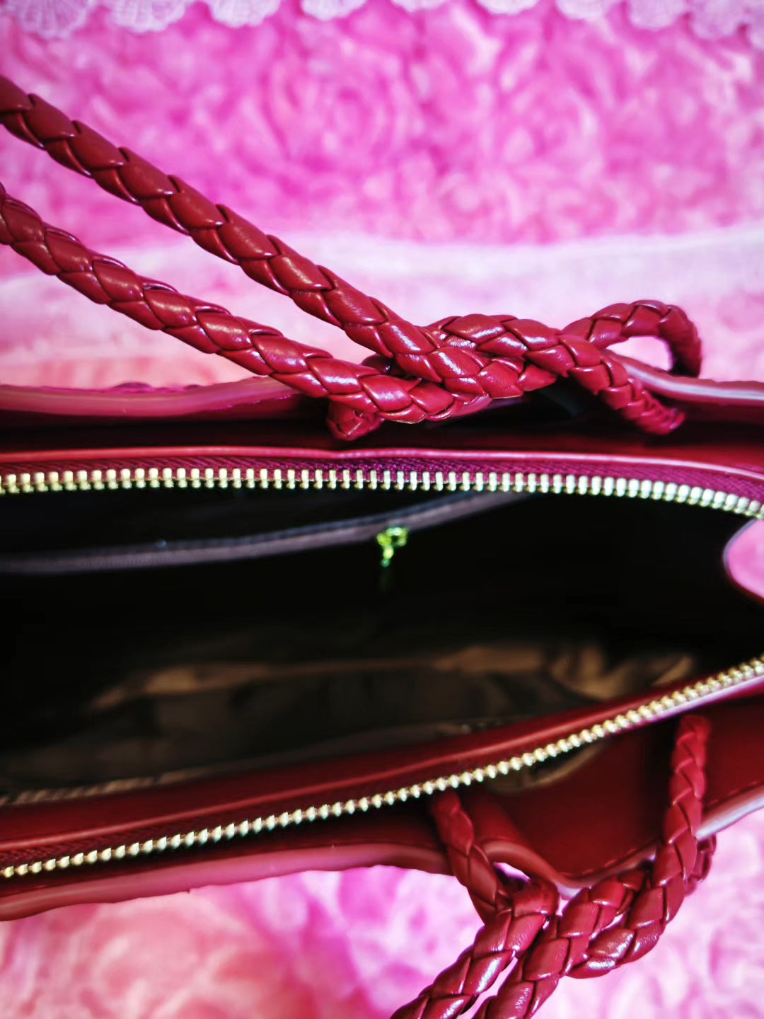 Burgundy Croc Luxury Woven-Tote Bag