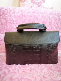 Black Crocodile Texture Flap Tote Bag (M30)