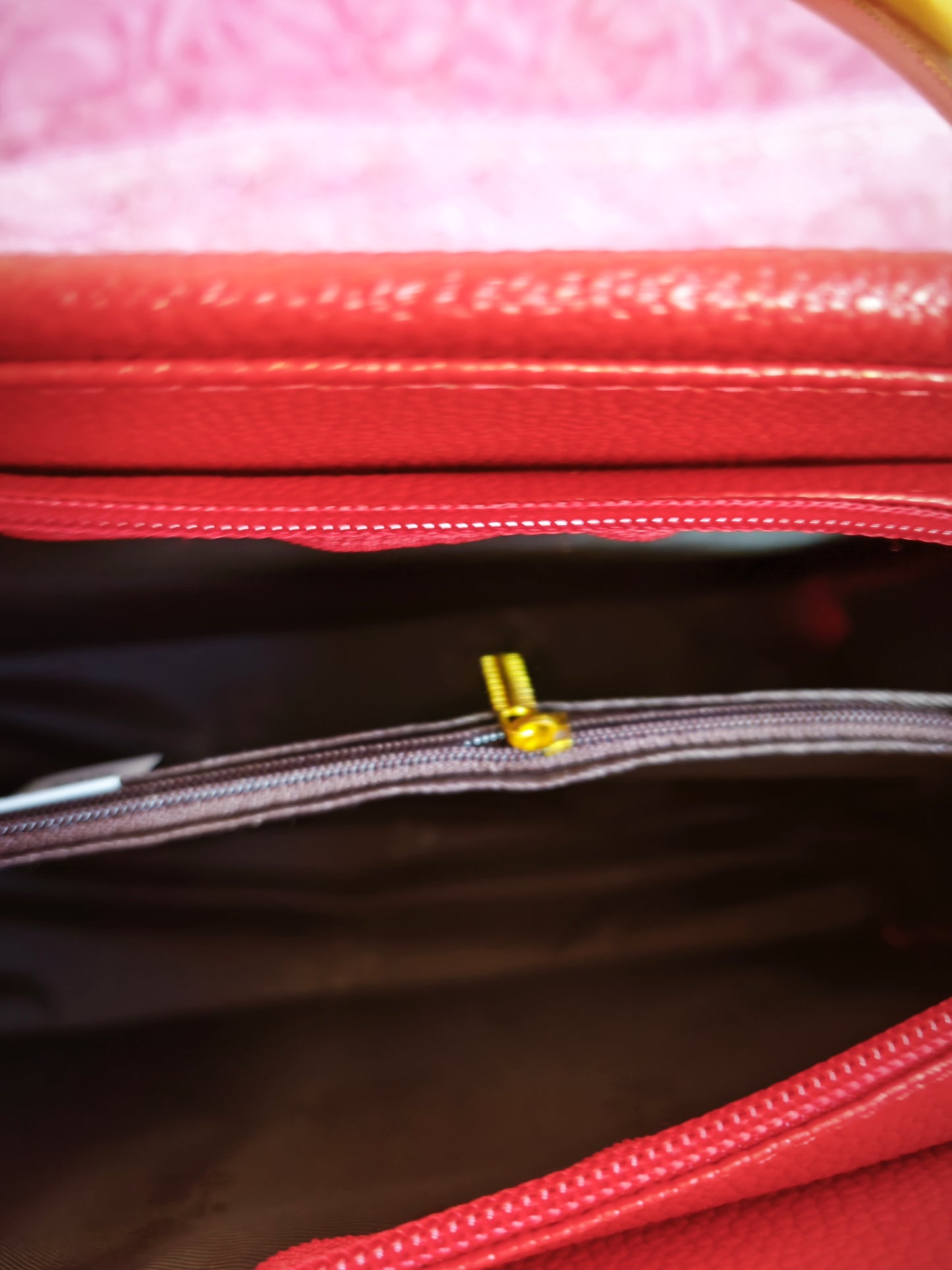 Vibrant Red Textured Mini Handbag with Gold Accents