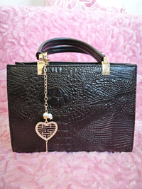 Black Crocodile Texture Mother-Child Tote Bag (M61)