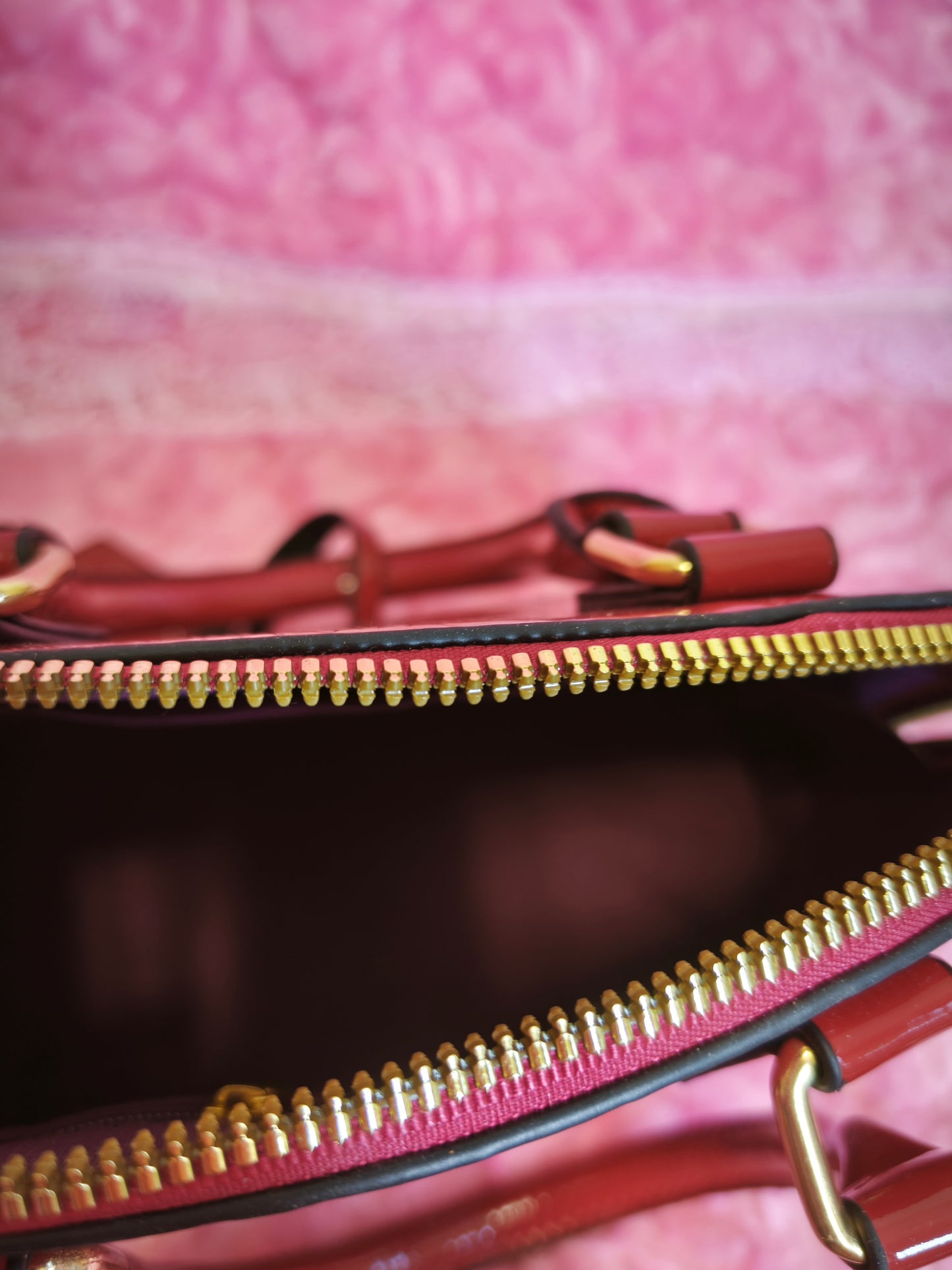 Burgundy Patent Crocodile-Print Half-Moon Mini Handbag