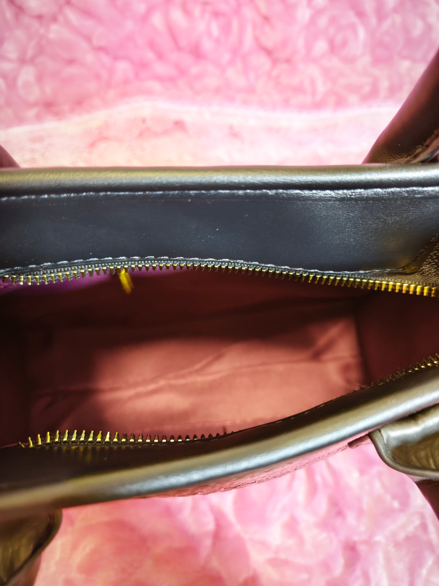 Dark Brown Gradient Crocodile-Print Contrast Handbag