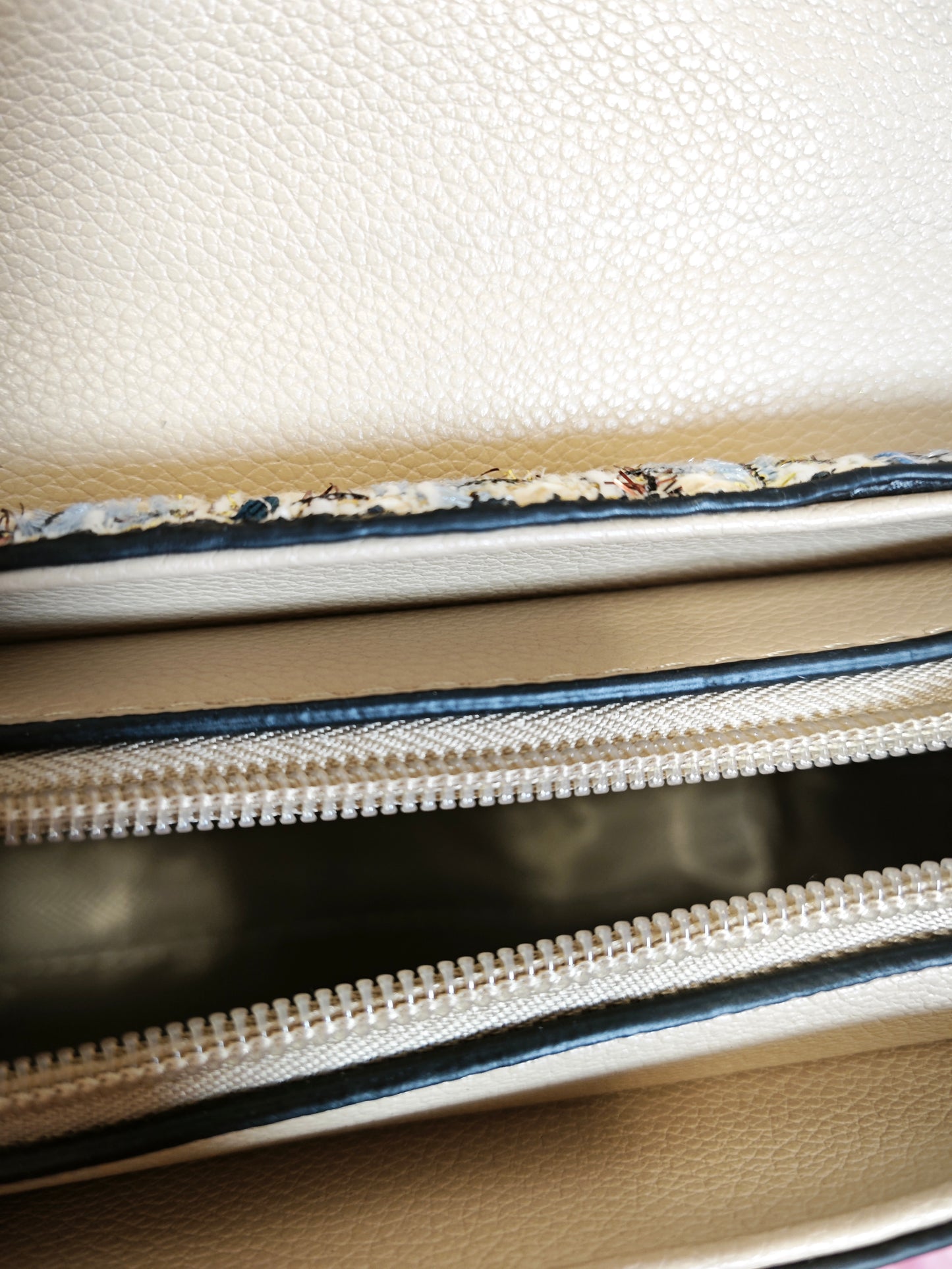 Khaki & Tweed Handbag with Metal Buckle