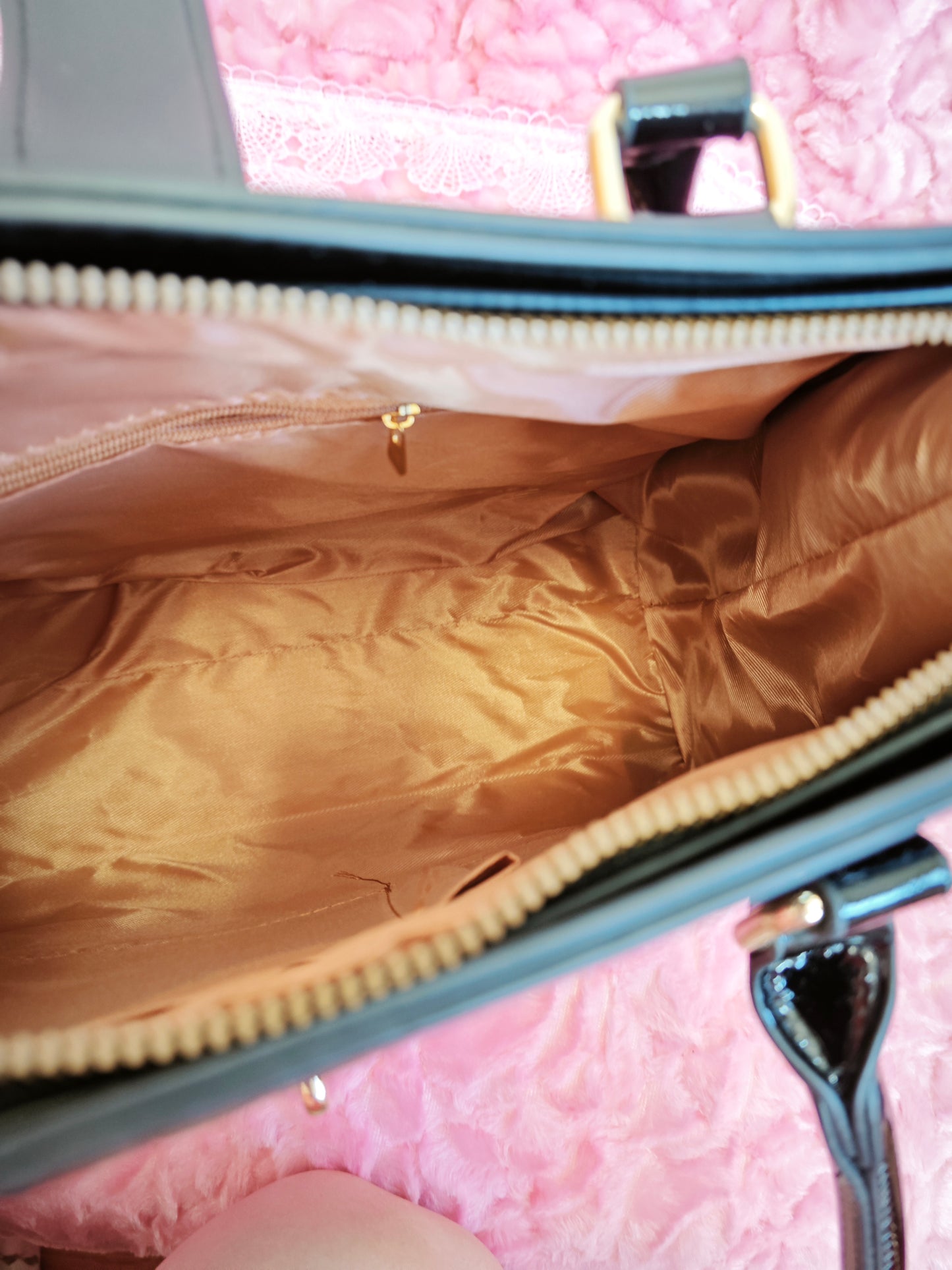 Black Patent Crocodile 3-Piece Handbag