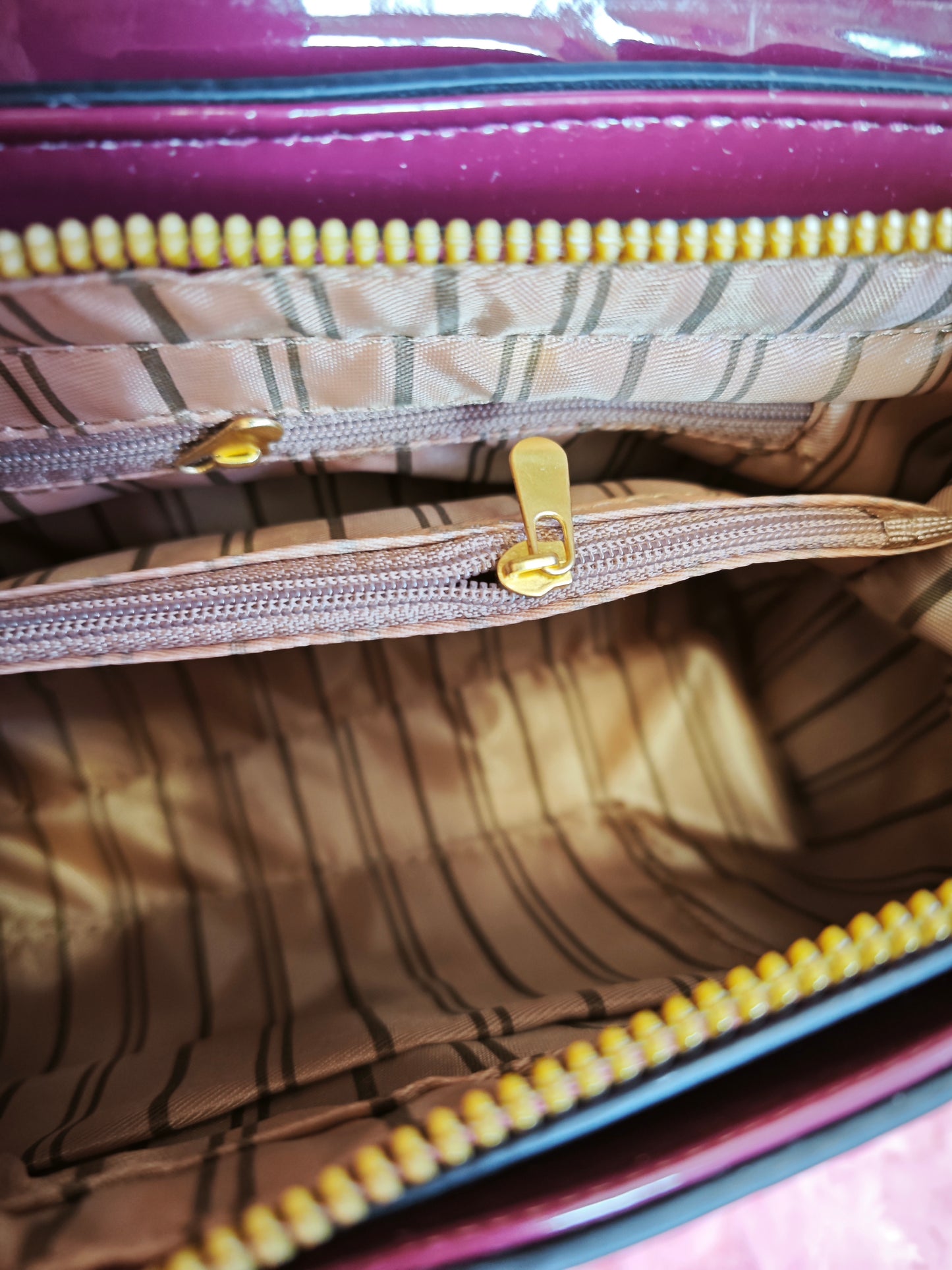 Burgundy Patent Crocodile Handbag with Metal Buckle