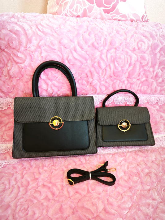 Charcoal & Black 2-Piece Handbag