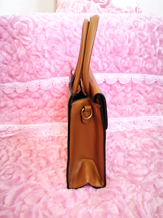 Tan & Patent Crocodile Handbag