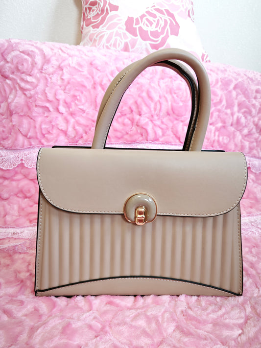 Light Khaki Pleated 2-Piece Handbag