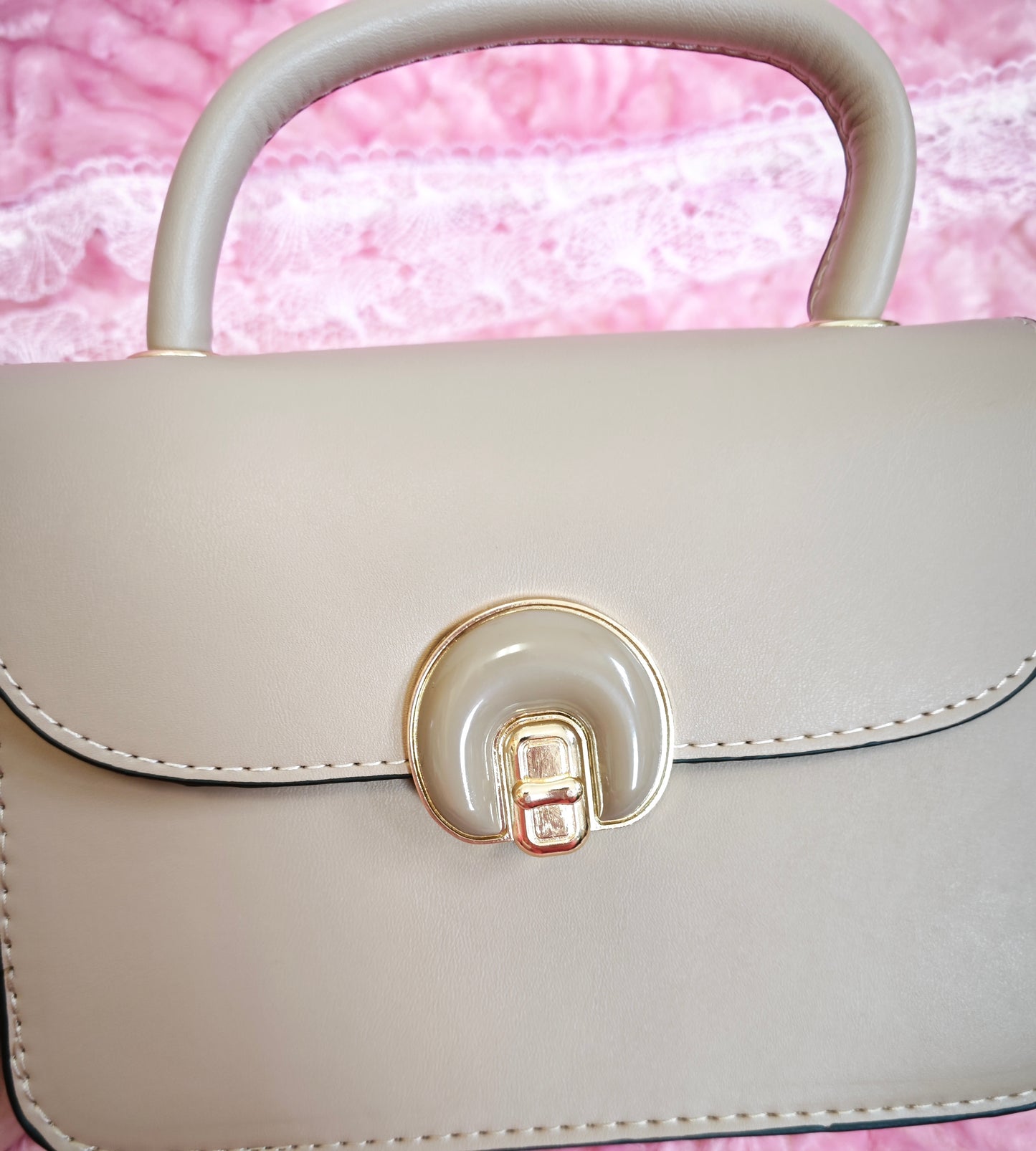 Light Khaki Pleated 2-Piece Handbag