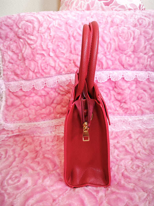 Red Quilted 3-Piece Handbag