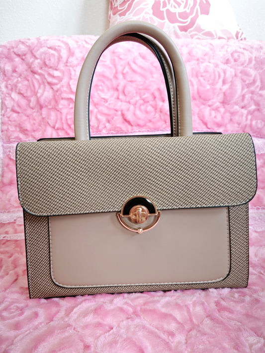 Light Brown Textured 2-Piece Handbag