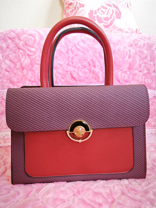 Burgundy Textured 2-Piece Handbag