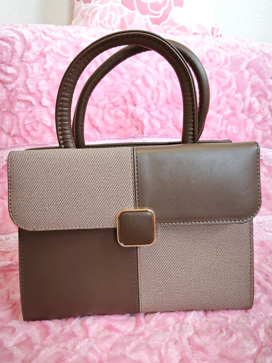Dark Brown Textured 2-Piece Handbag