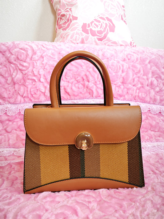 Tan & Stripe 2-Piece Handbag