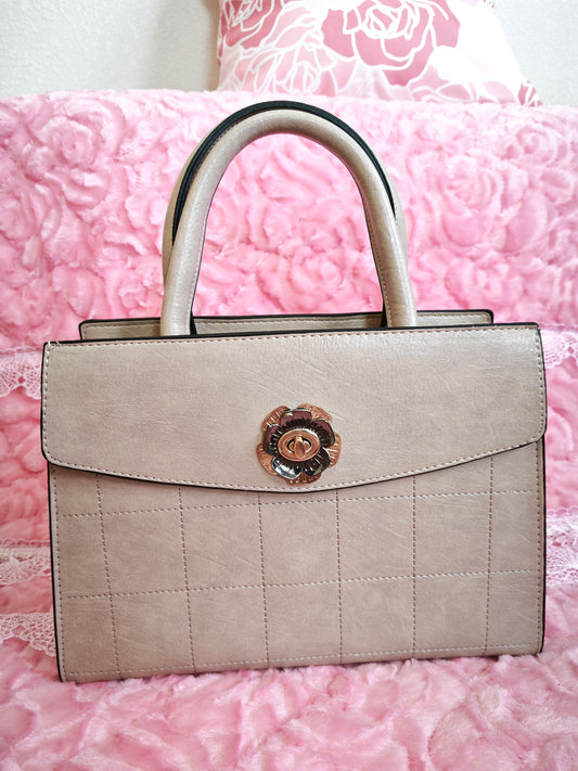 Light Khaki Quilted 3-Piece Handbag