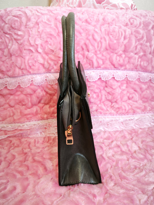 Dark Gray Quilted 3-Piece Handbag