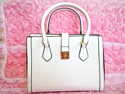 Off-White Patent Crocodile 3-Piece Handbag