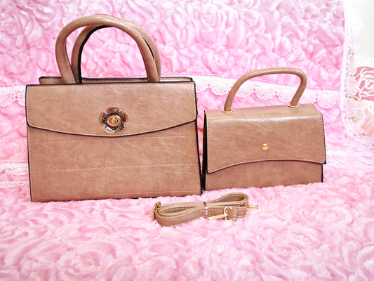 Light Brown Quilted 2-Piece Handbag