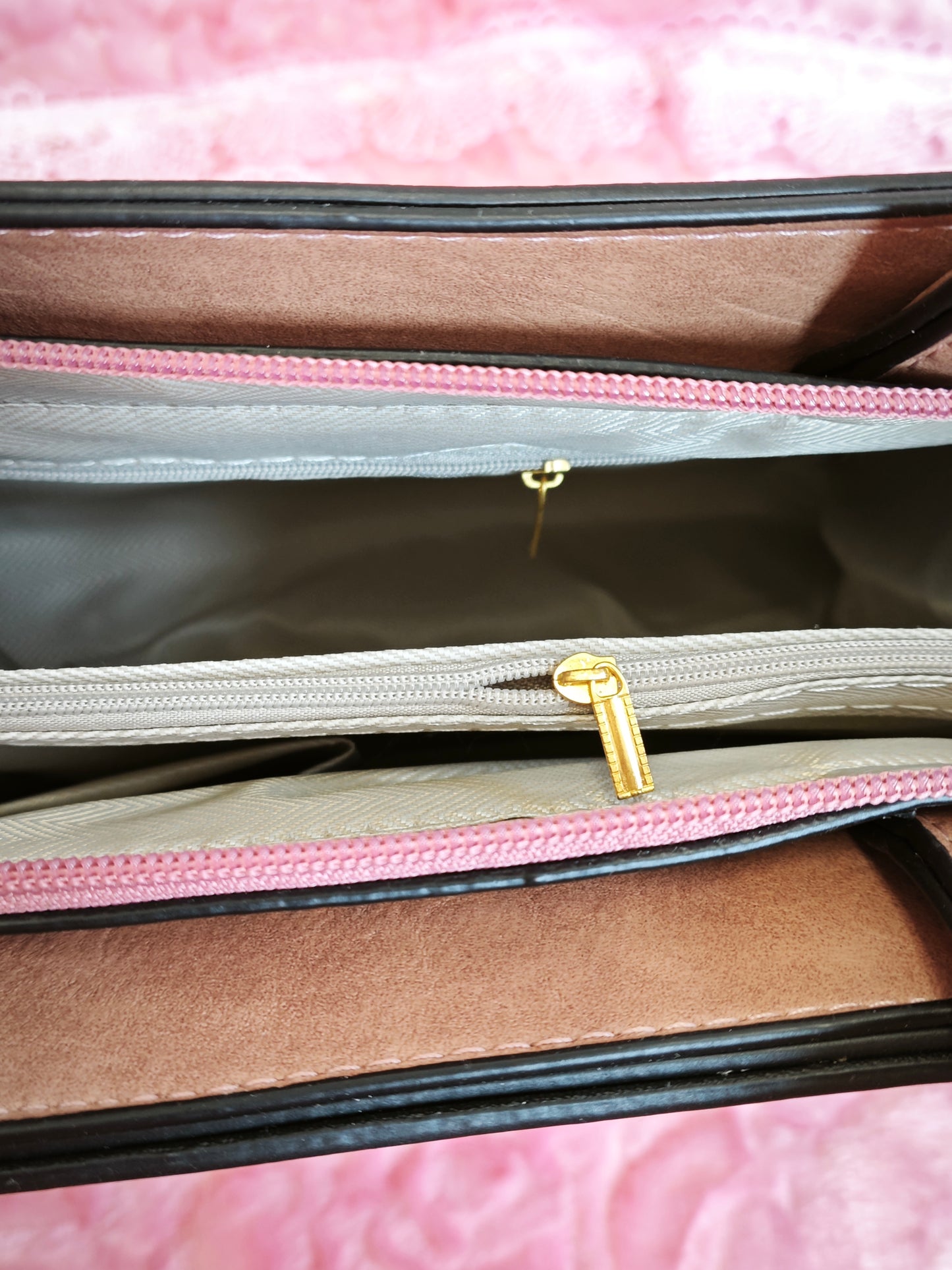 Light Brown Quilted 2-Piece Handbag