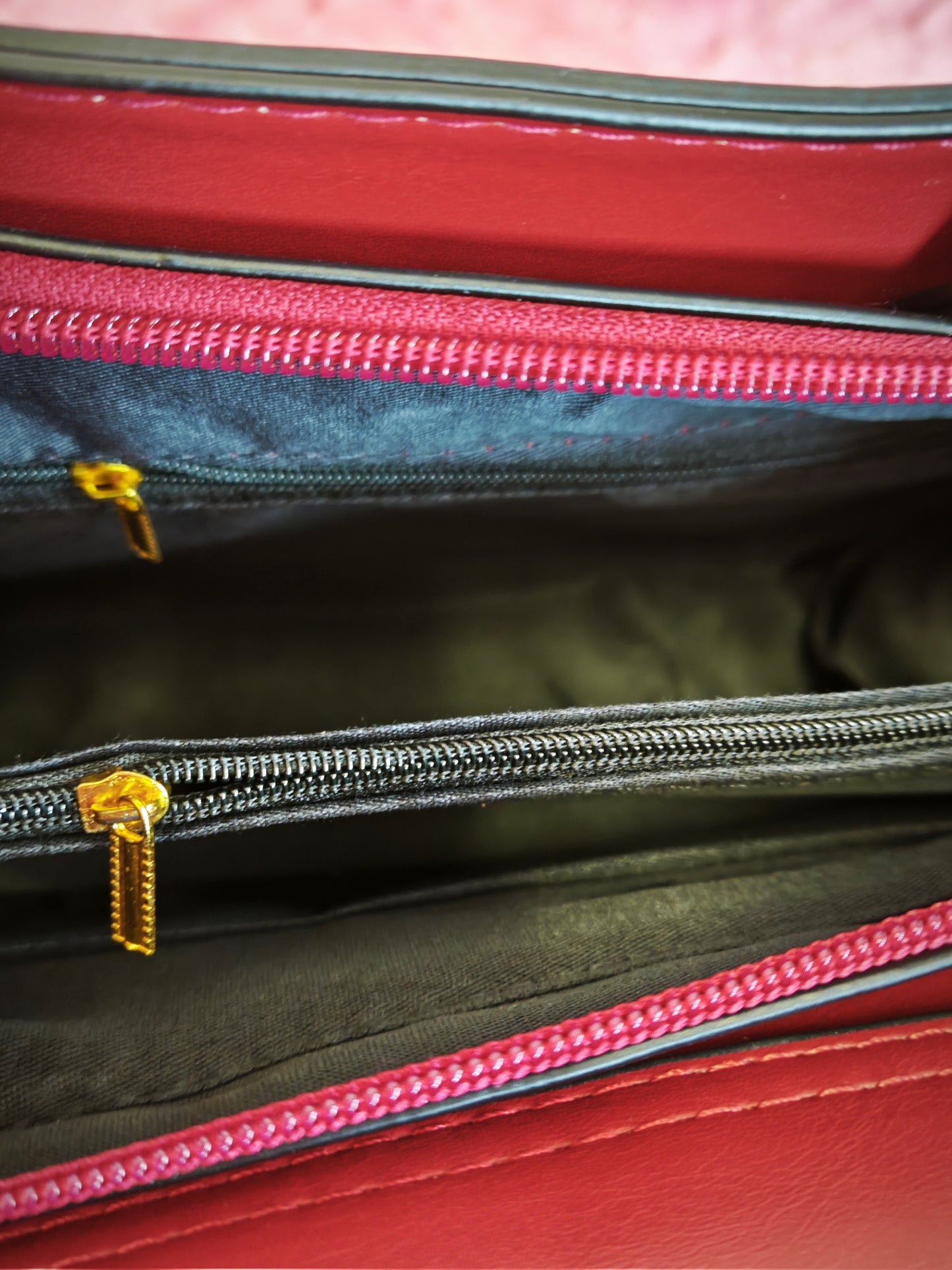Burgundy & Snake-Print 2-Piece Handbag