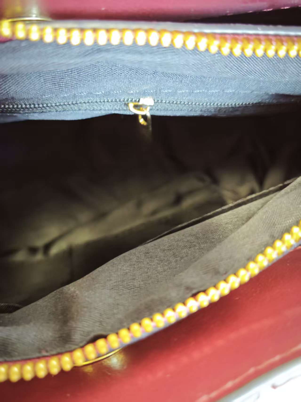 Burgundy & Gold-White Crocodile-Print 3-Piece Handbag