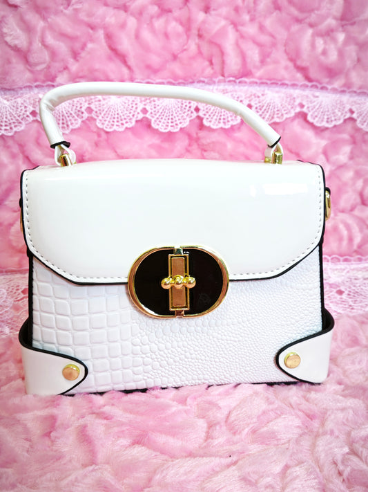 Off-White & Black Crocodile-Print Handbag