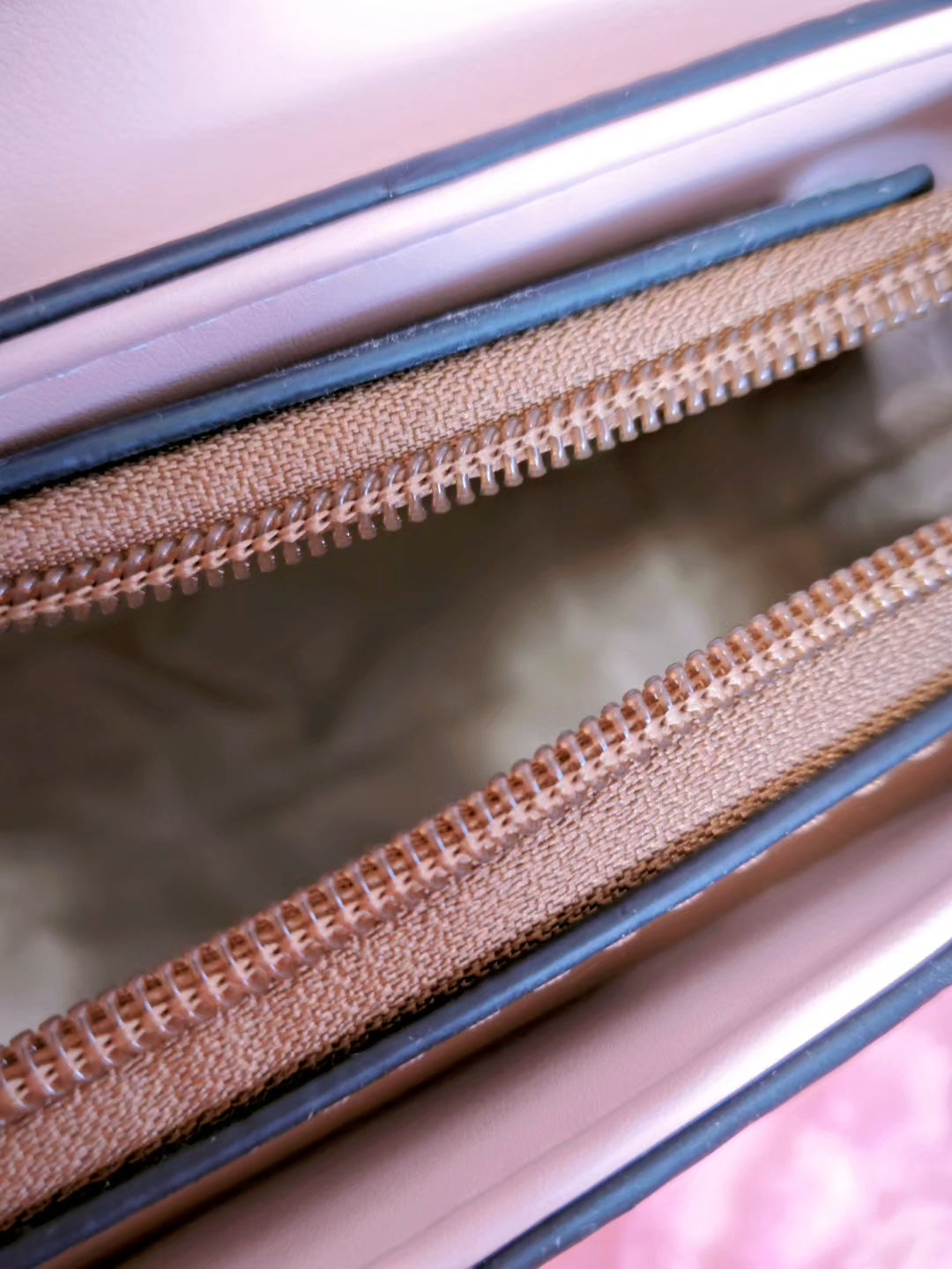 Light Purple & Brown Stitched Handbag