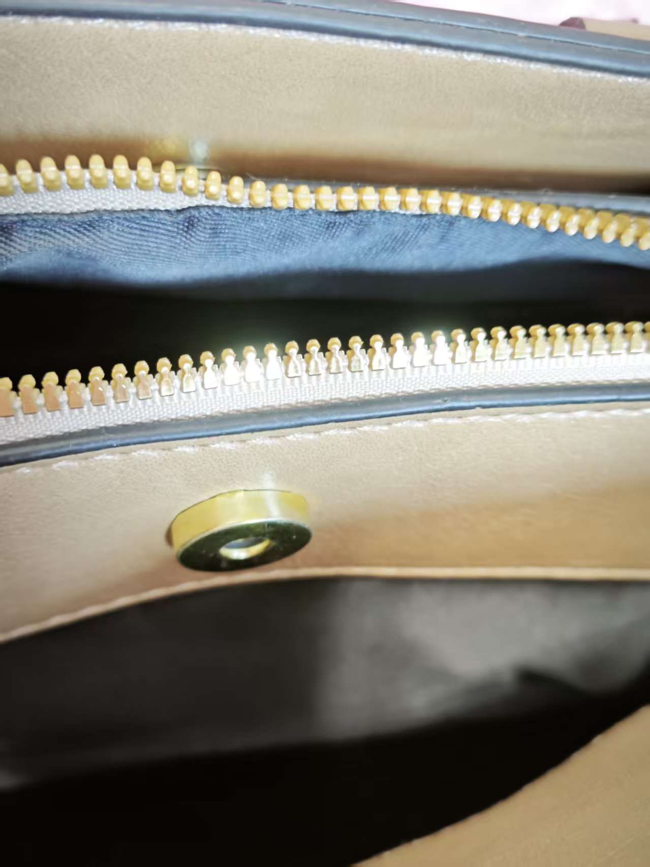 Light Brown & Gold-White Crocodile-Print 3-Piece Handbag