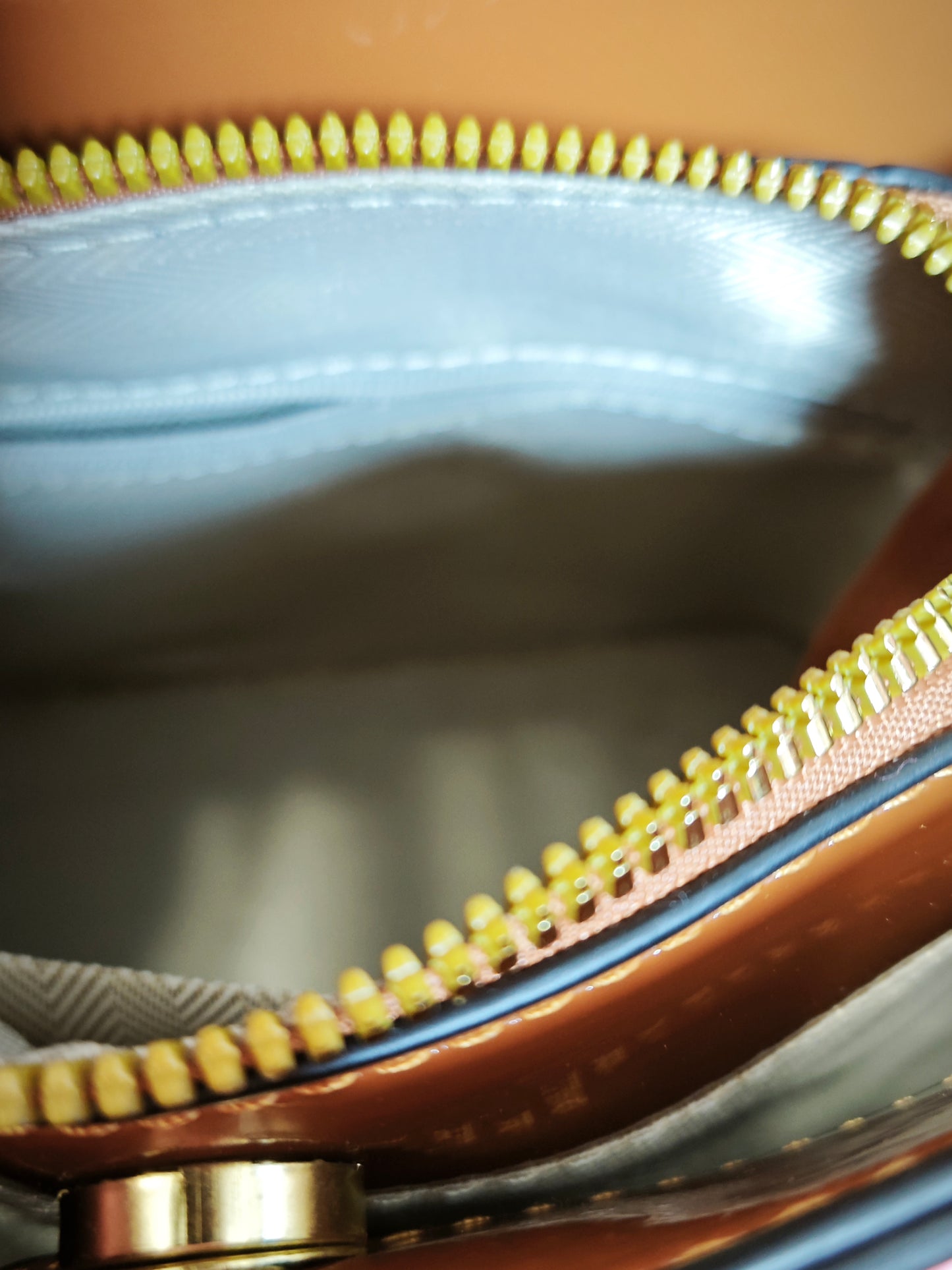 Caramel Patent Crocodile-Print Handbag