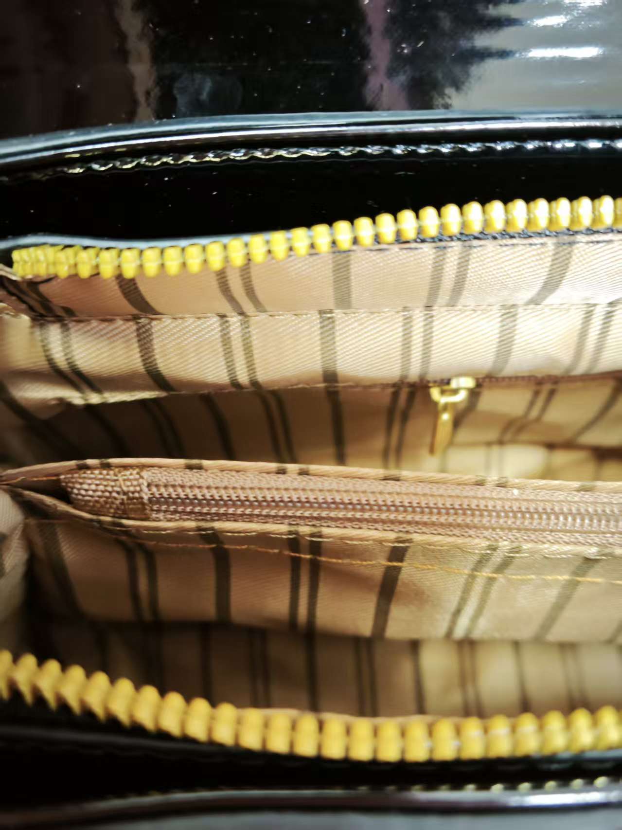 Black Patent Crocodile-Print Handbag