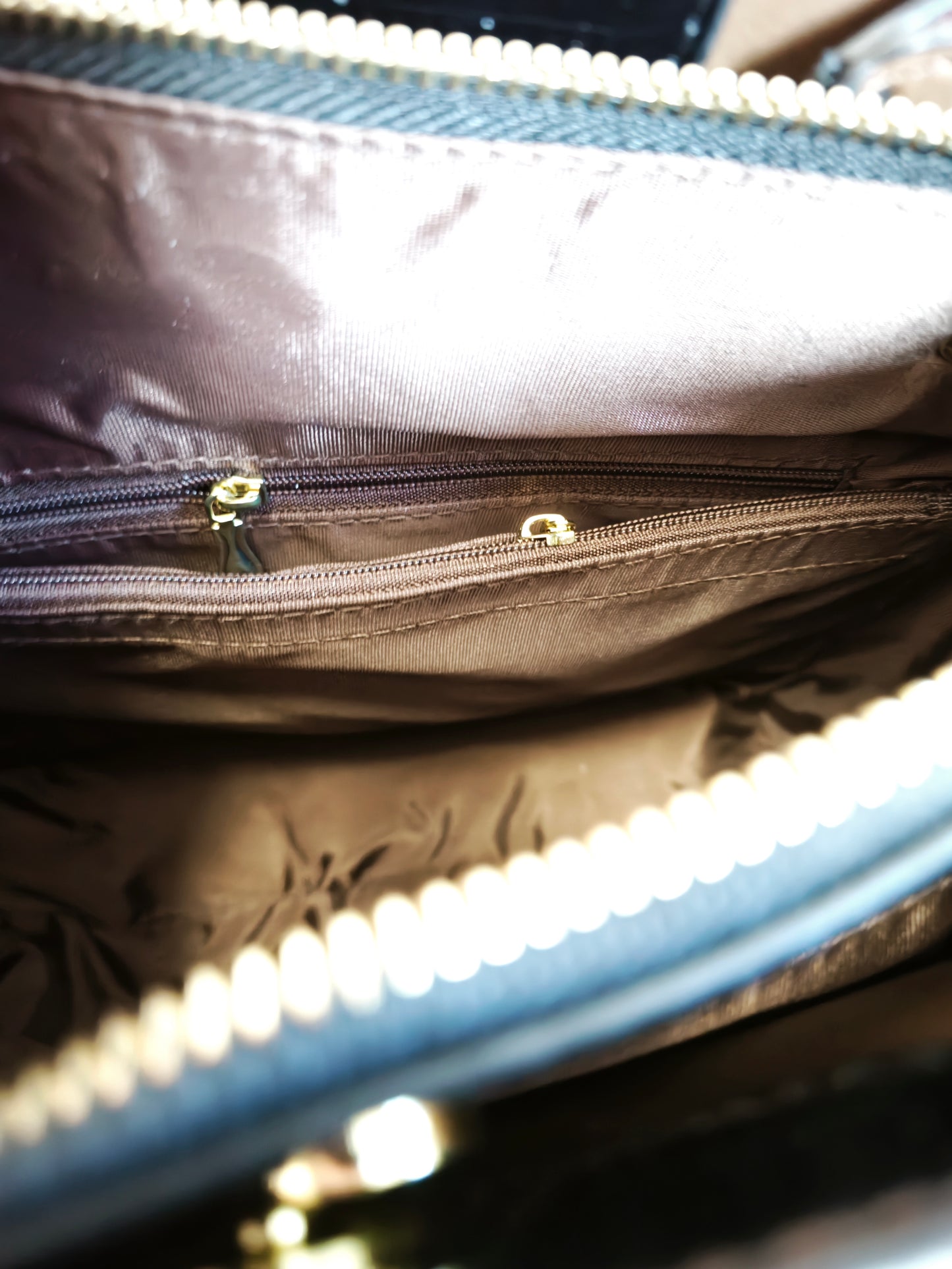 Dark Brown Patent 3D Crocodile-Print Handbag with Contrast Handles