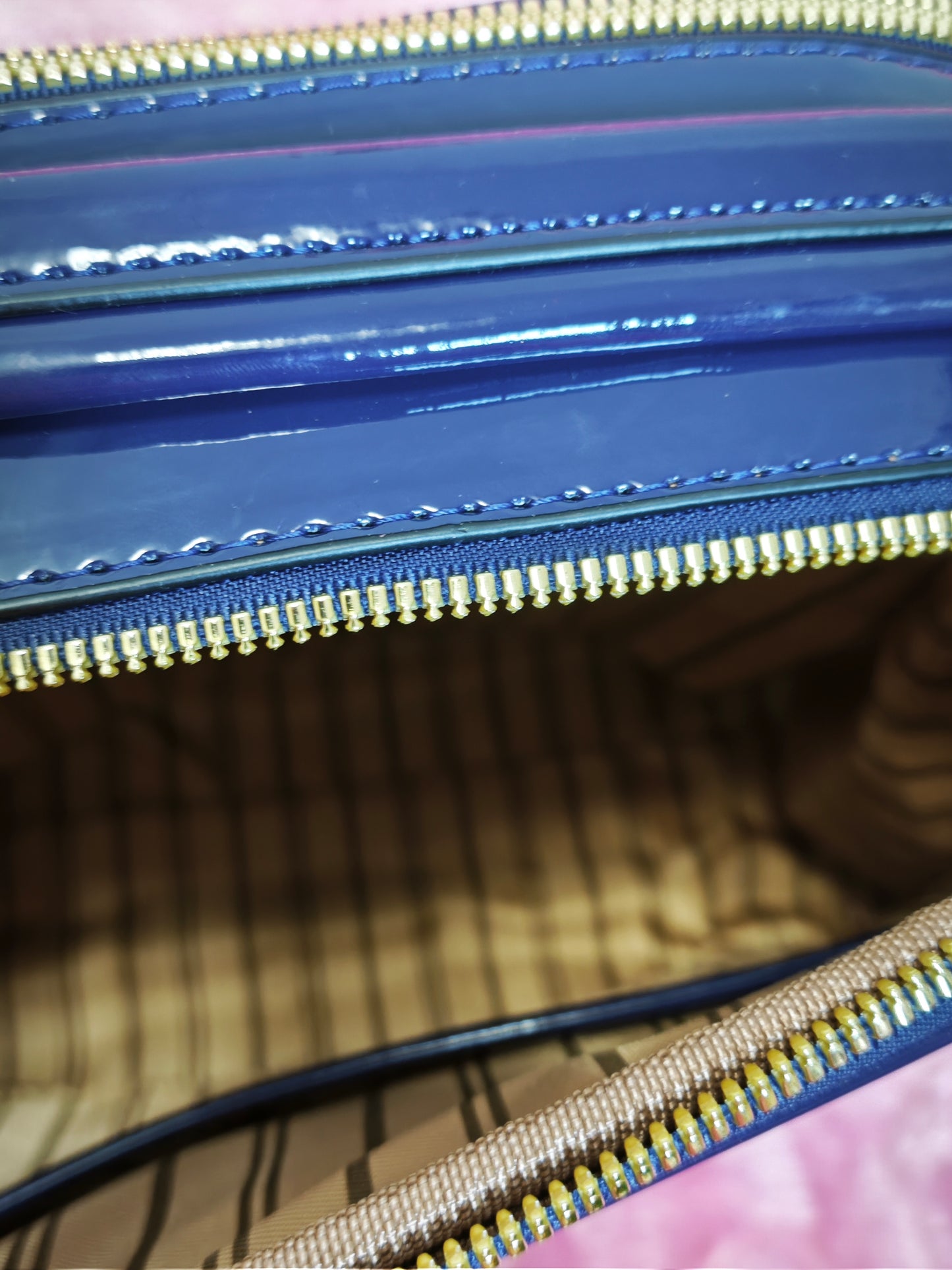 Navy Patent Crocodile-Print Handbag