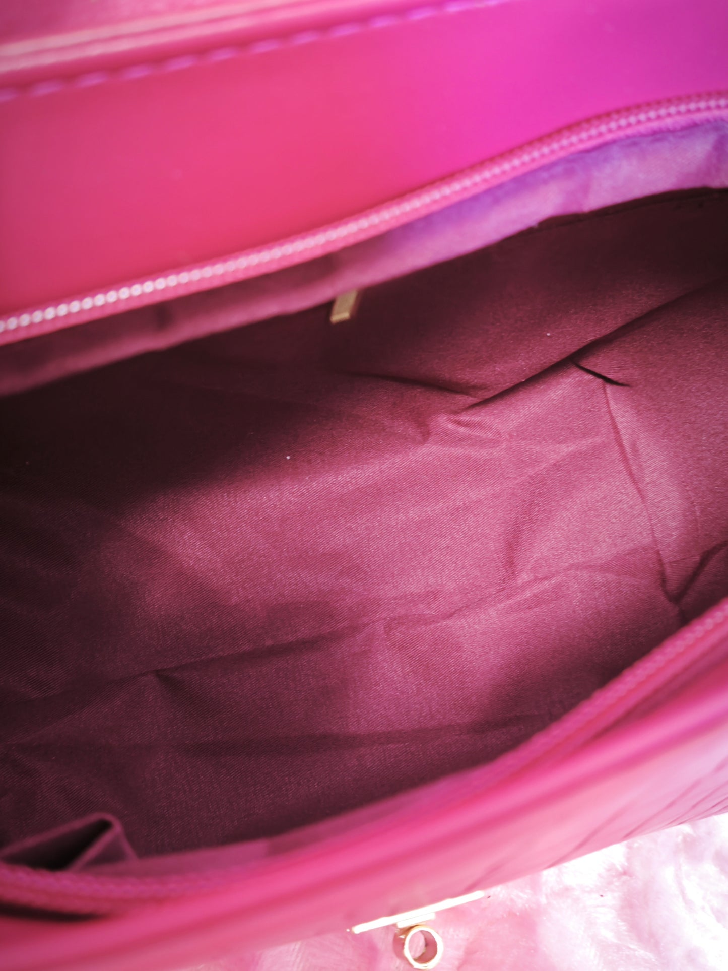 Fuchsia Suede & Crocodile-Print Handbag with Metal Buckle