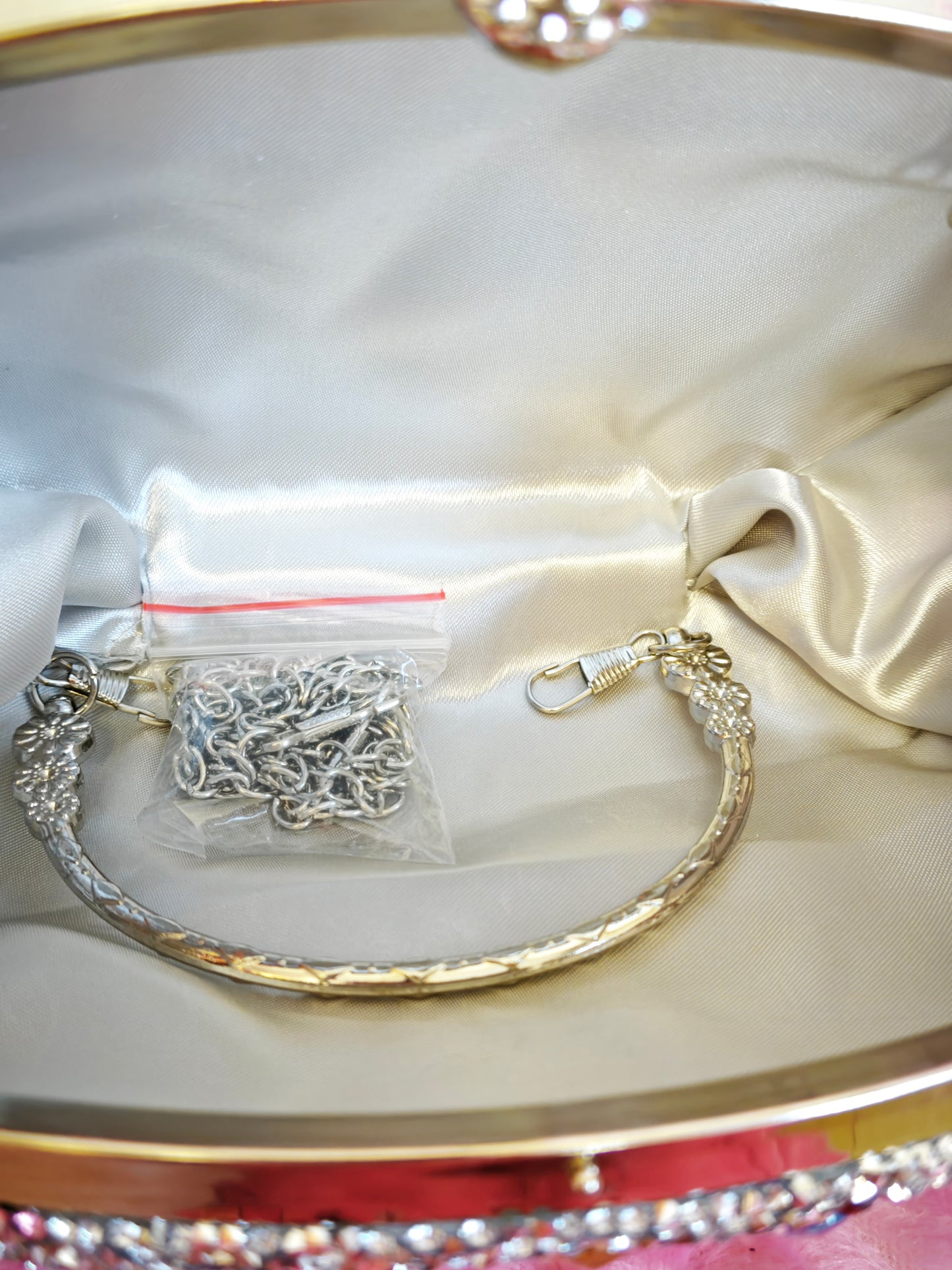 Multi-Colored Crystal-Embellished Oval Evening Clutch