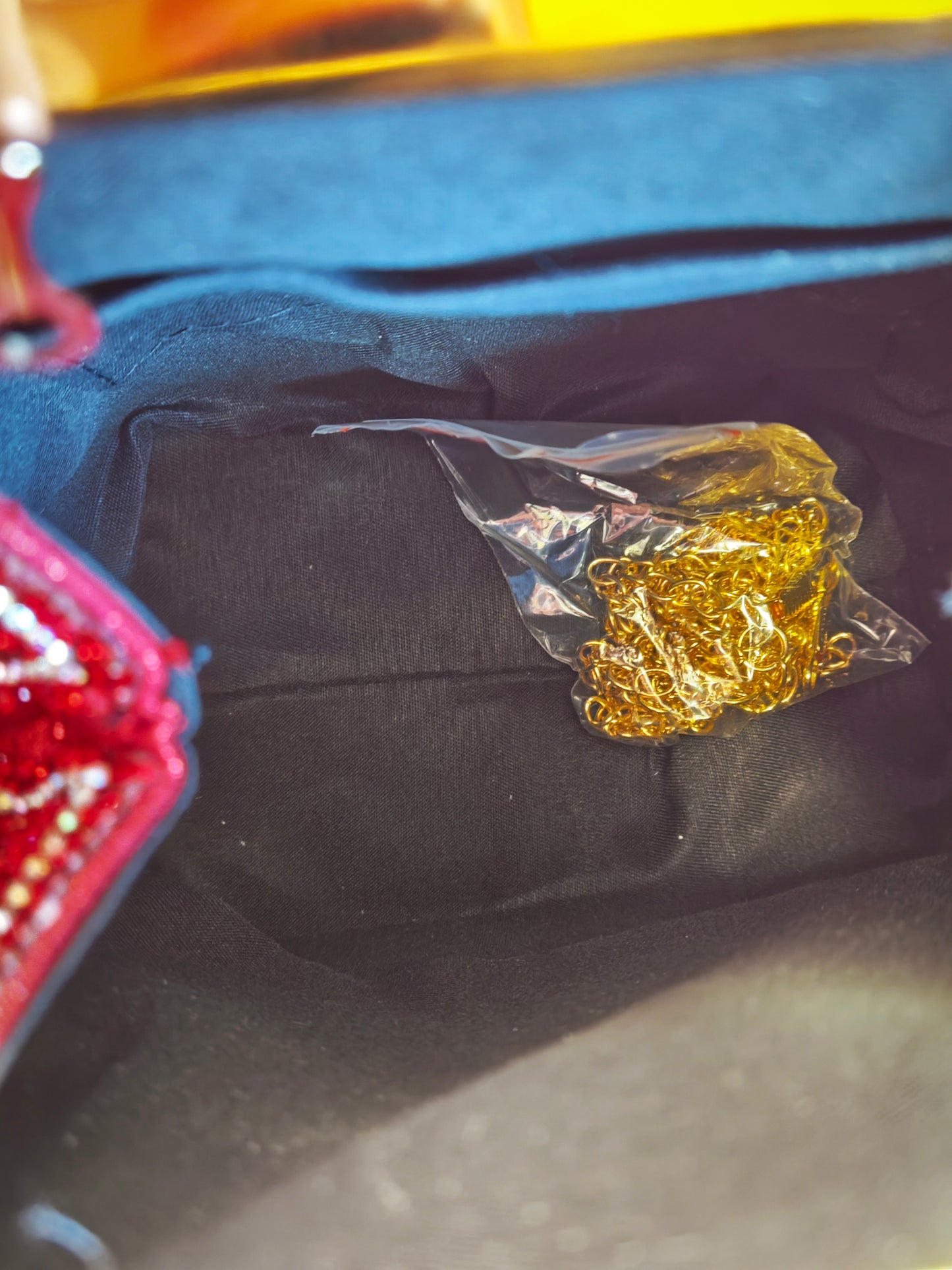 Red Crystal-Patterned Evening Handbag