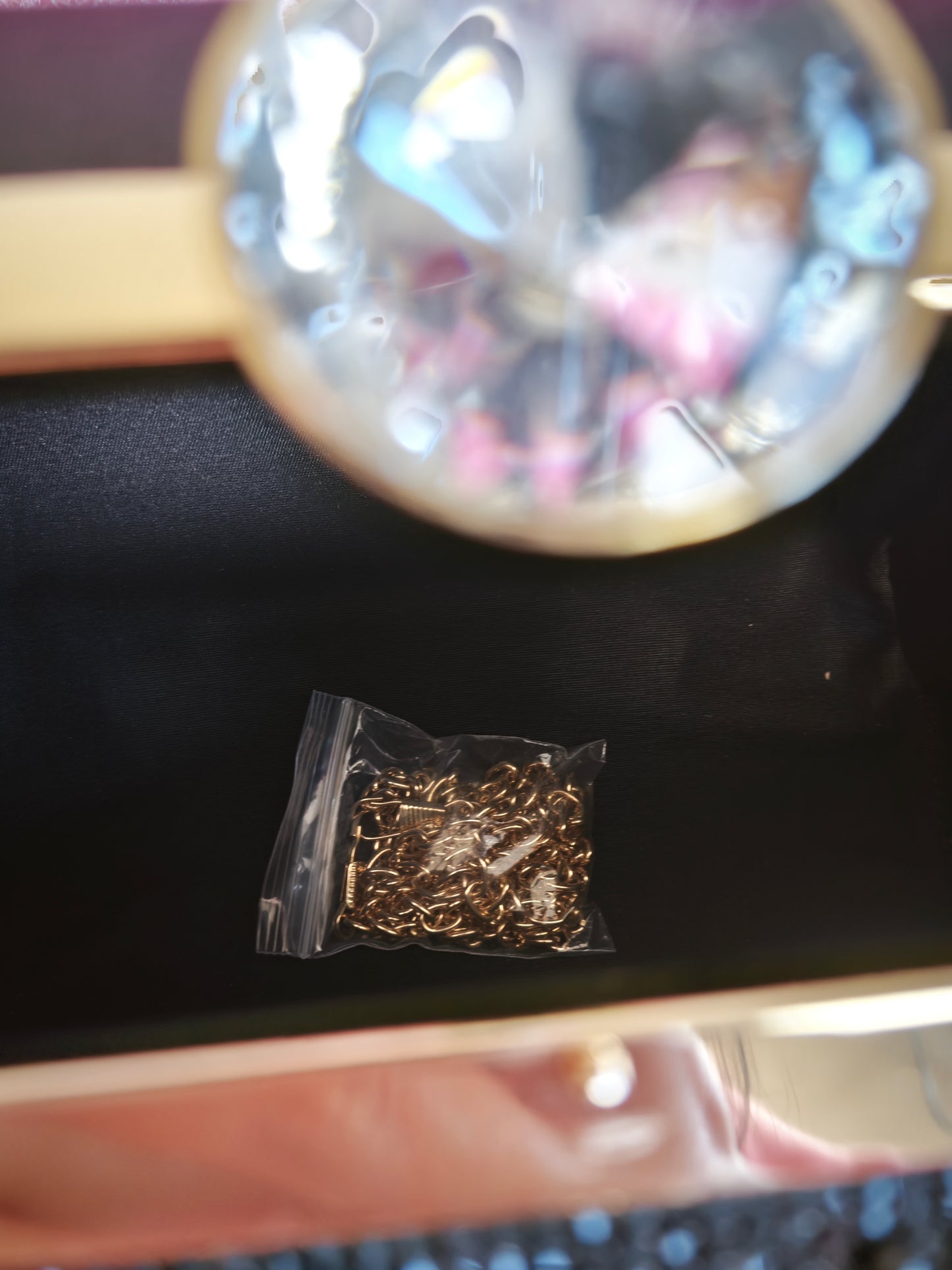 Black & Gold Crystal-Embellished Evening Handbag