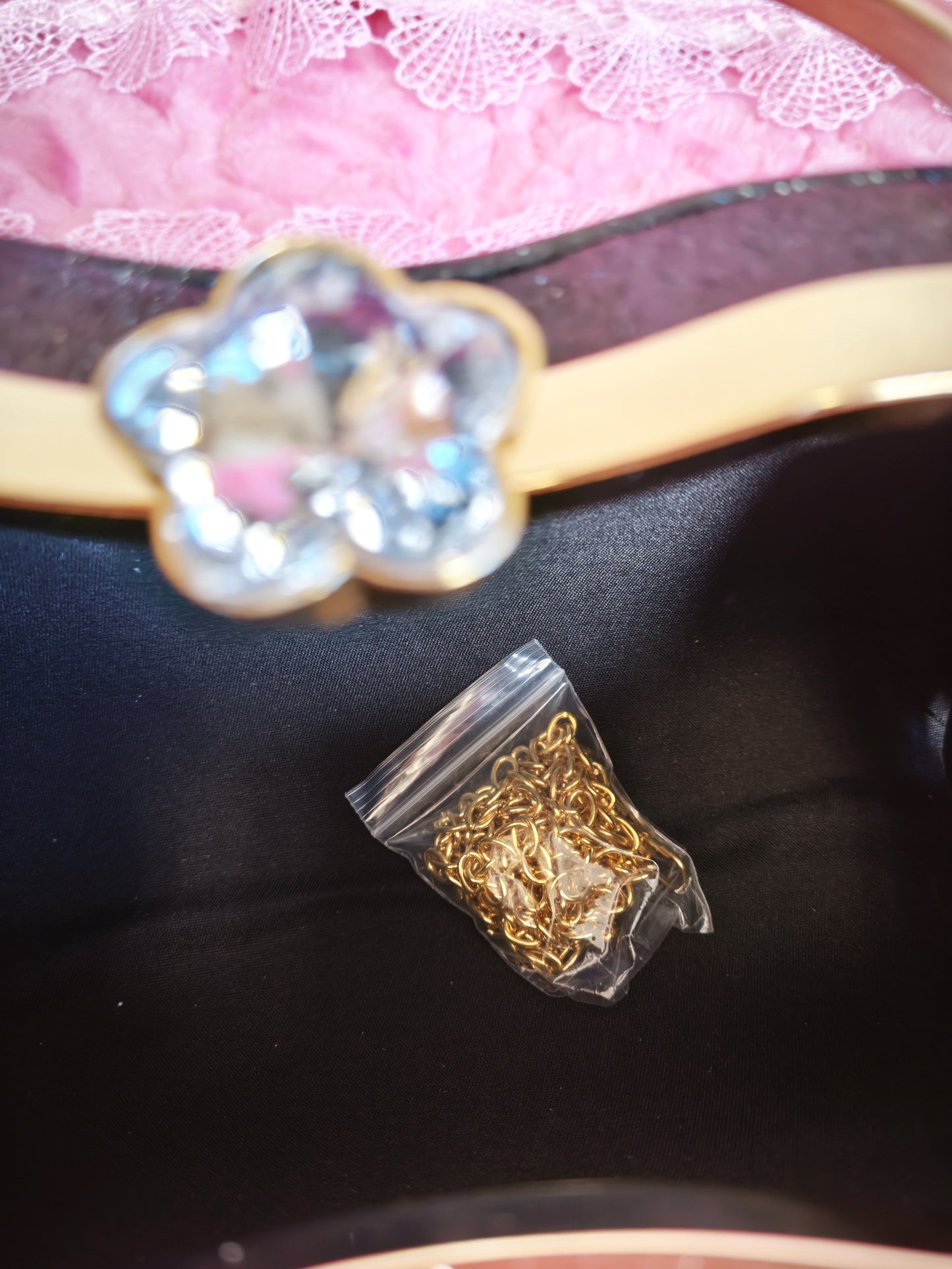 Black & Gold Crystal Fan-Pattern Evening Handbag