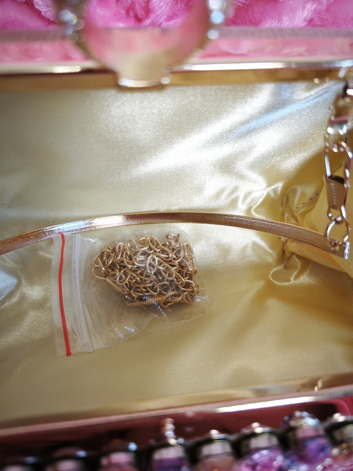 Pink-Purple & Gold Crystal Gradient Evening Clutch