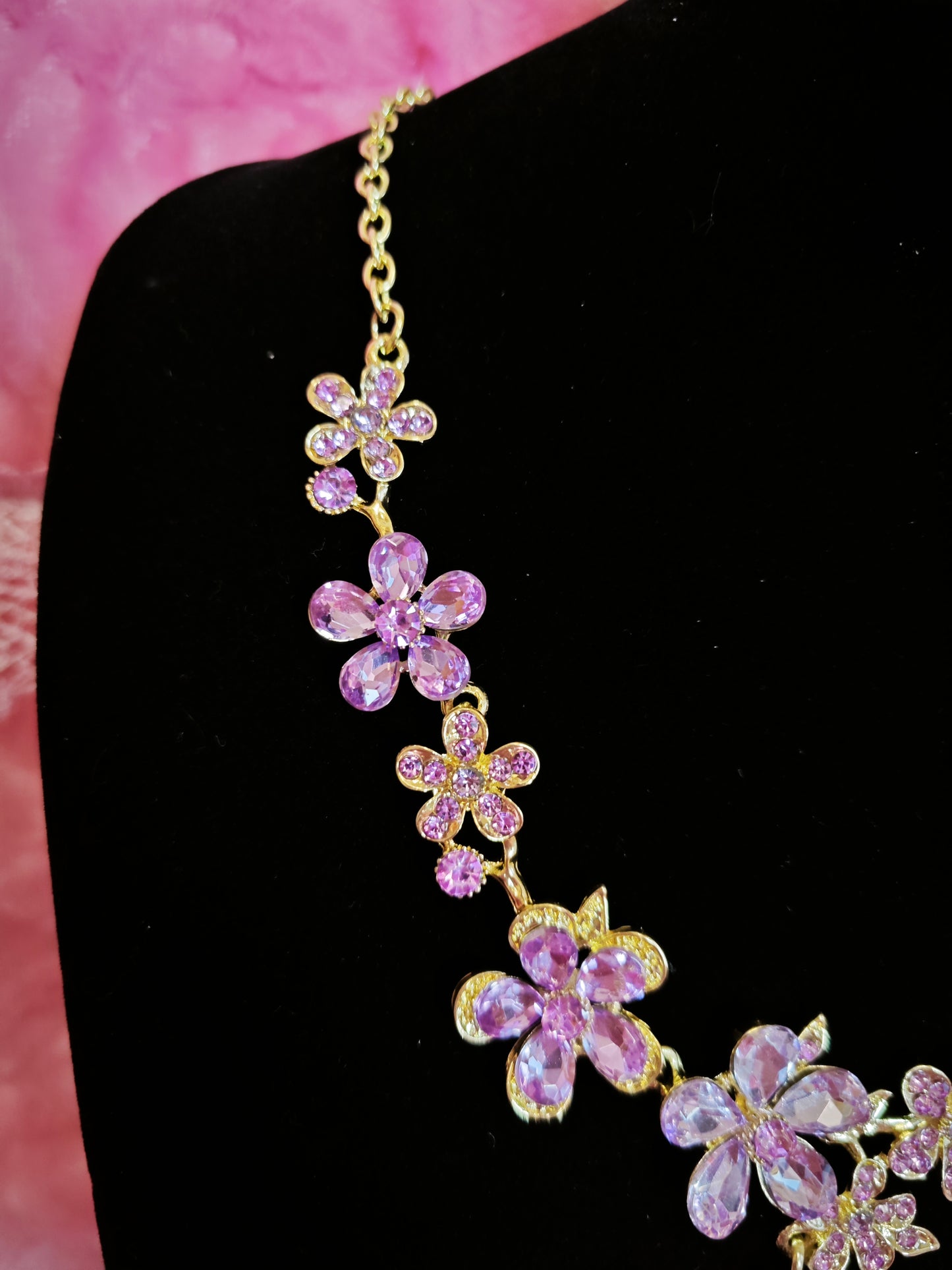 Lavender Crystal Floral Cluster Necklace & Earring Set