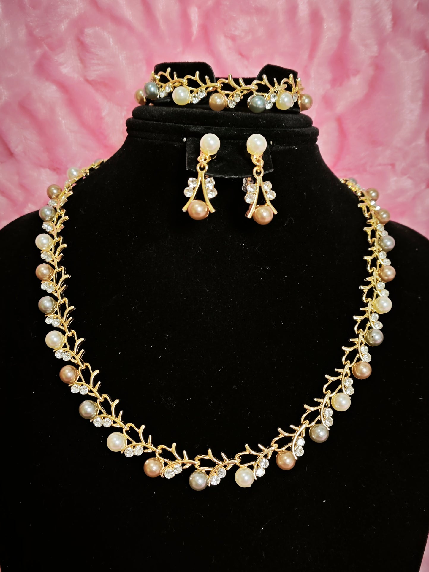Elegant Pearl Twig Statement Jewelry Set