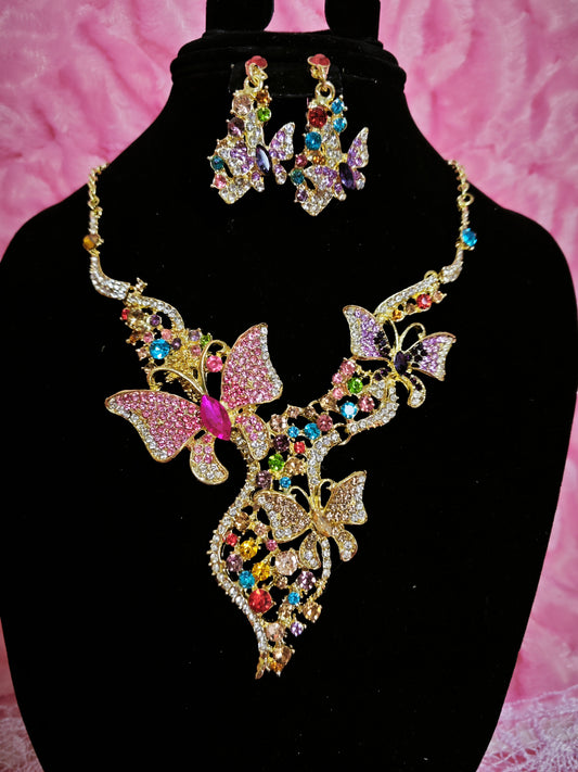 Majestic Multigem Butterfly Regal Jewelry Set