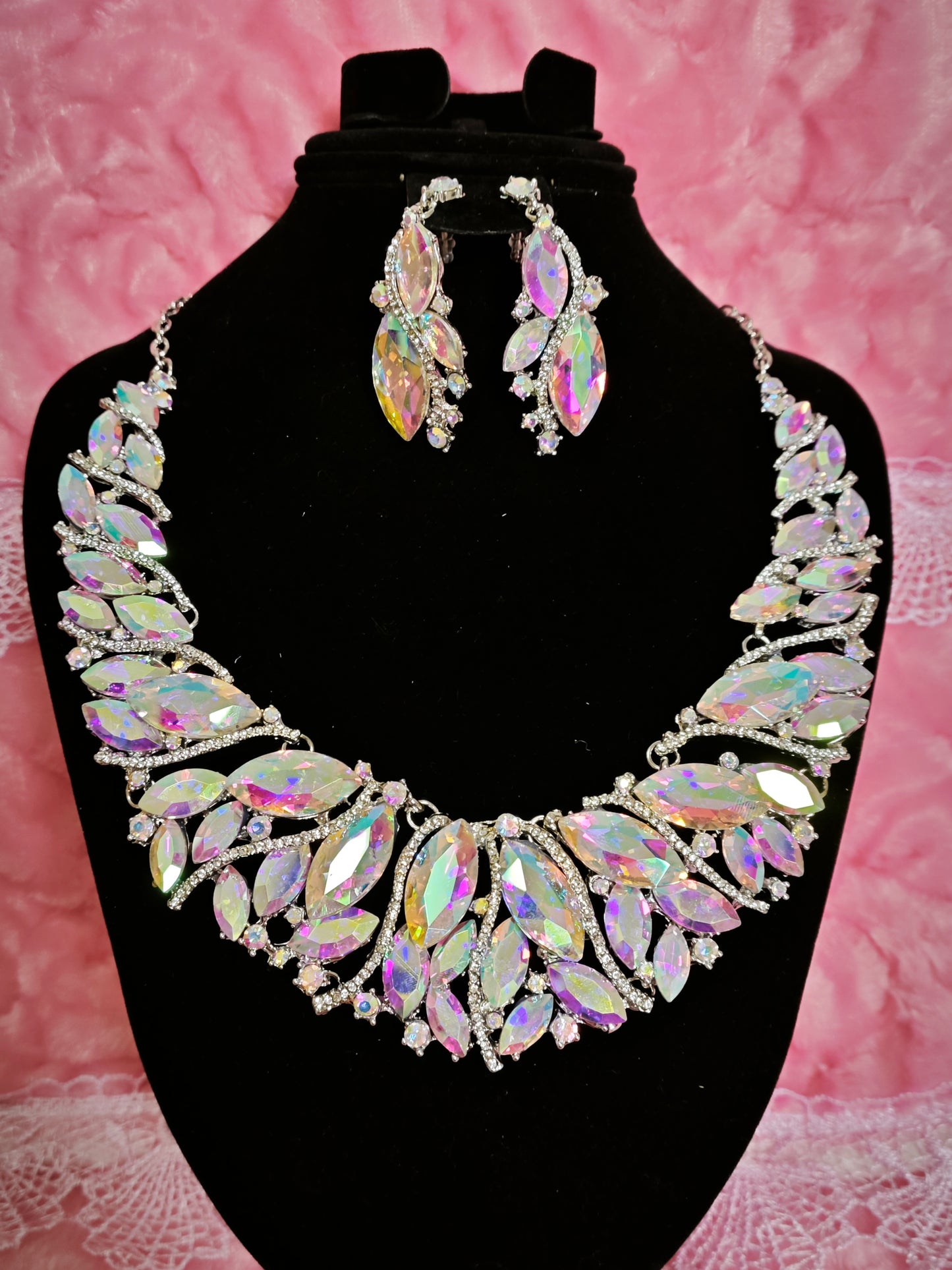 Majestic Opalescent Leaf Cascade Jewelry Set
