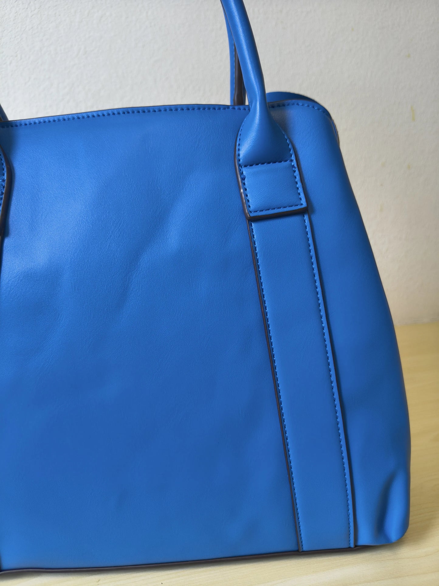 Elegant Blue Structured 3D Floral Tote Bag (E49)