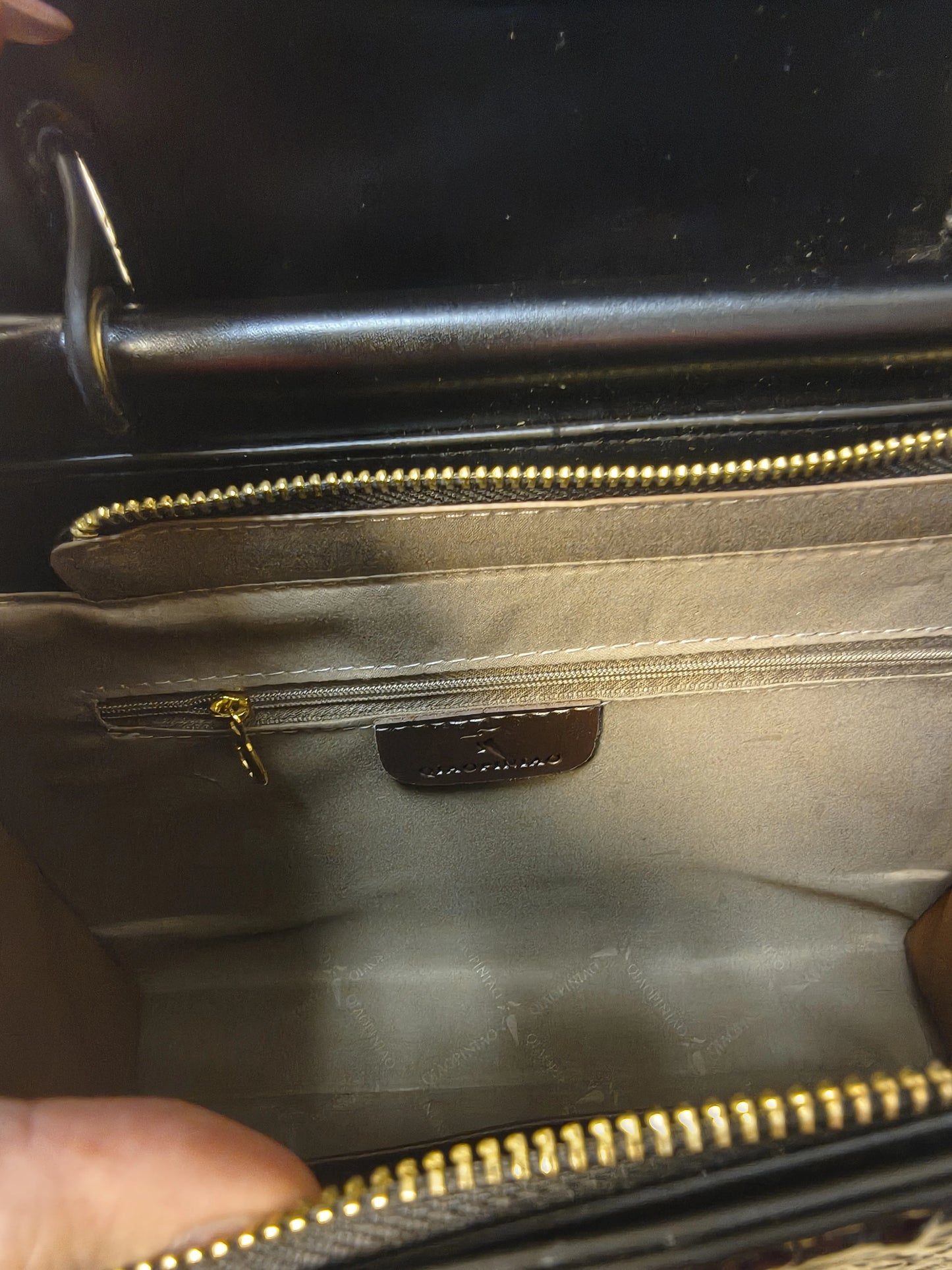 Black Crocodile Embossed Structured Bag (E105)