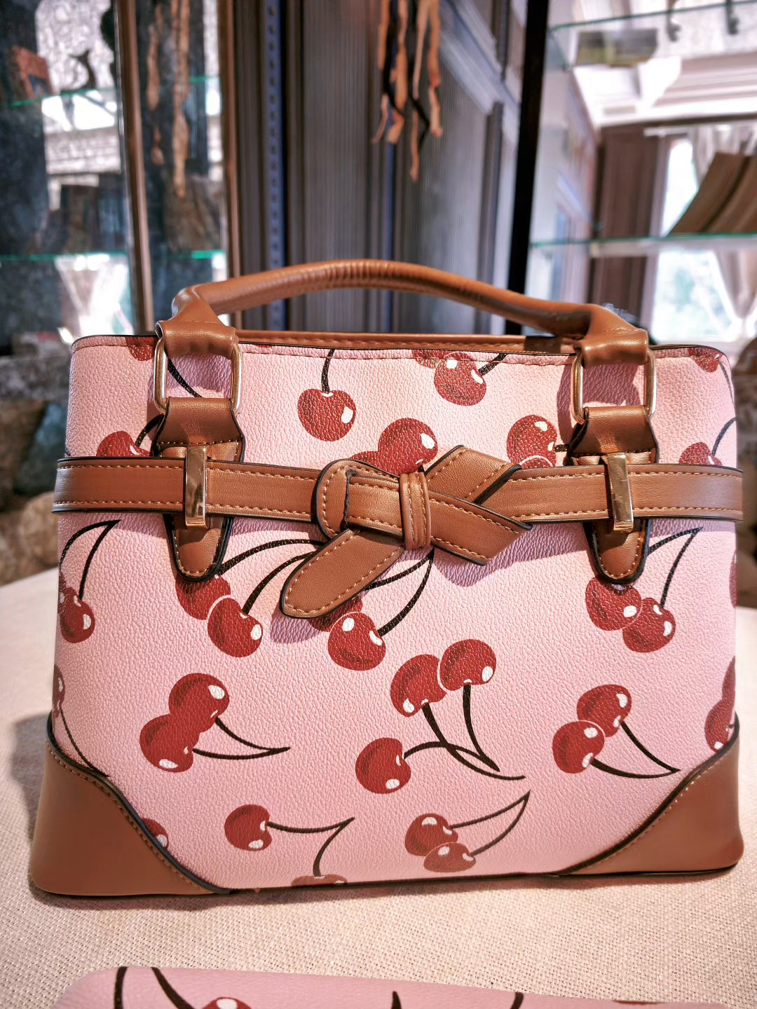 cherry print handbag