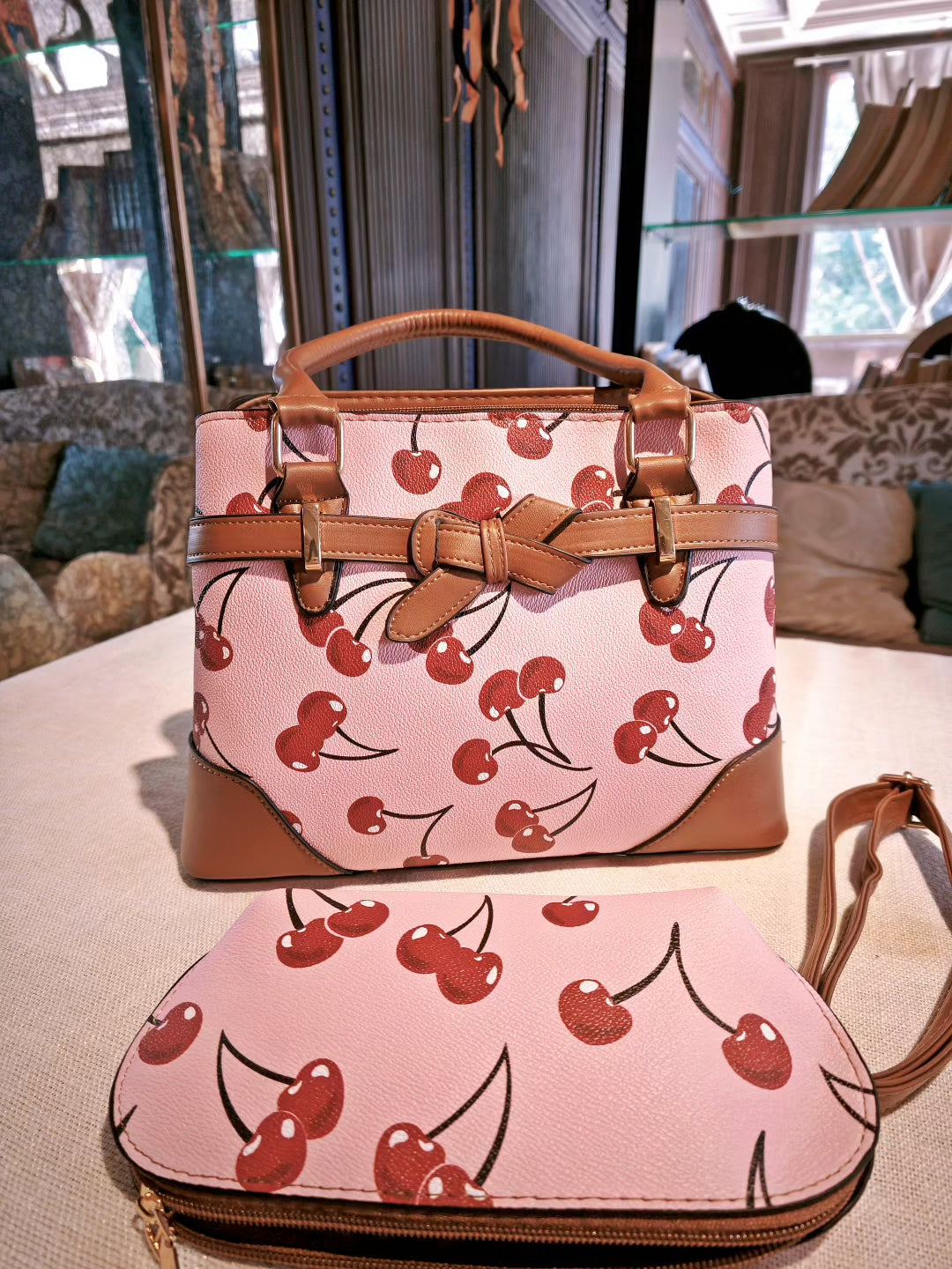 cherry print handbag
