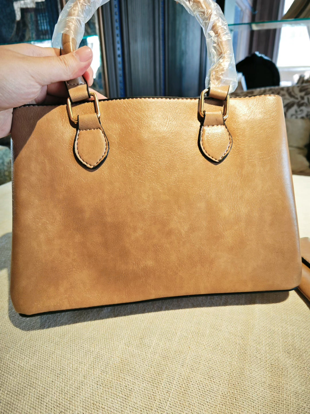 Crocodile-Embossed Color-Block 3-Piece Bag Set